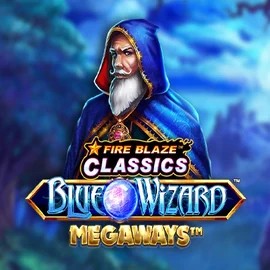 Logo of Fire Blaze Blue Wizard Megaways from Rarestone Gaming at Rollxo Casino
